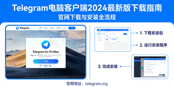 Telegram电脑客户端2024最新版下载指南封面图 - 显示官网下载页面与安装步骤