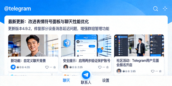 Telegram官方频道@telegram界面截图 - 展示更新公告与帖子列表