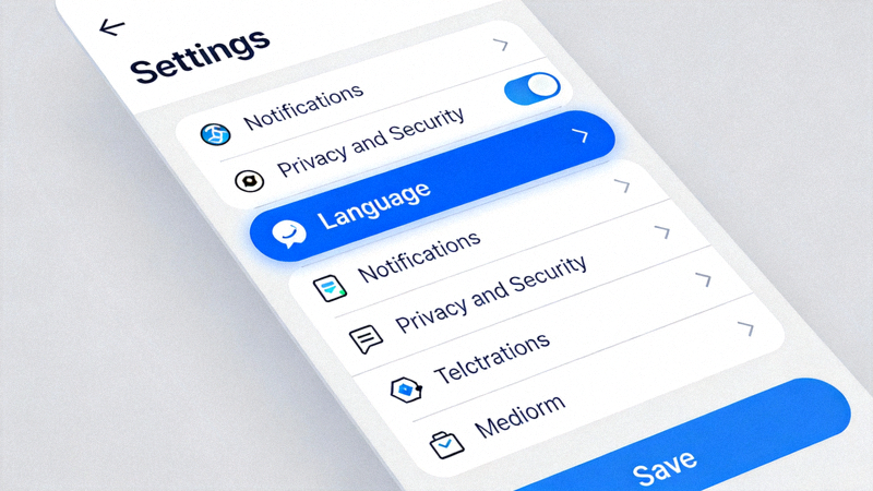 Telegram设置界面截图 - 高亮显示Language语言选项按钮