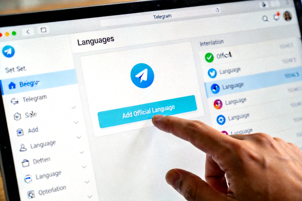 Telegram桌面版汉化步骤三截图 - 展示点击Add Official Language添加官方语言按钮